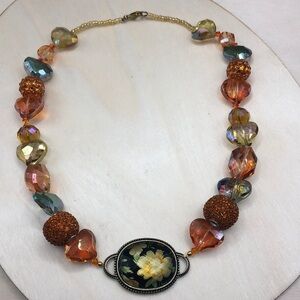 Dazzling crystal heart beads necklace romantic statement style